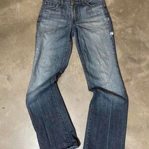 Perfect dark wash straight leg 2000's jeans with paint splatter